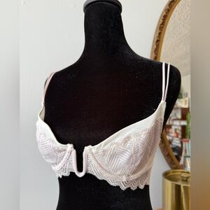 Free People Lace Detail Bra in Lilac and White